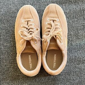 Tretorn Beige Suede Lace-Up Sneakers